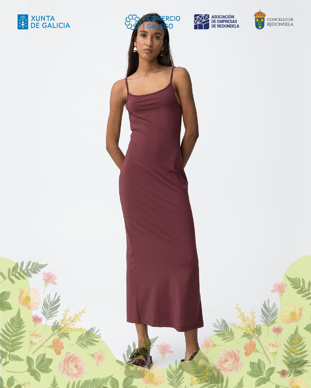 VESTIDO MIDI BURDEOS